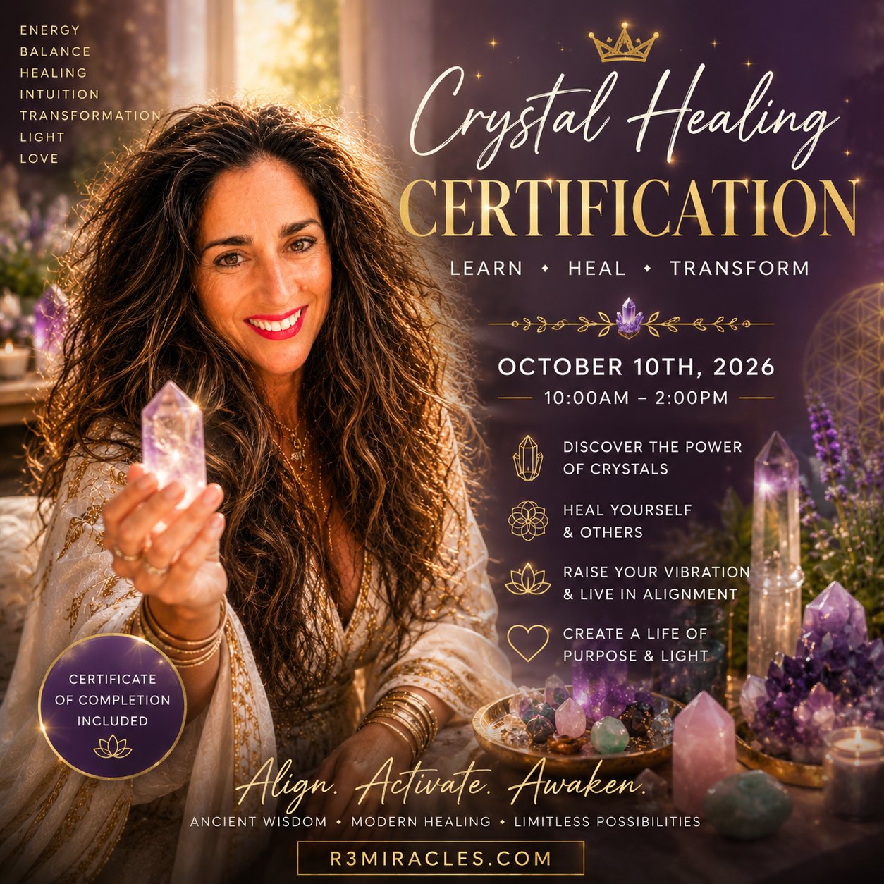 Crystal Healing Certification October 10th 10:00am-2:00pm