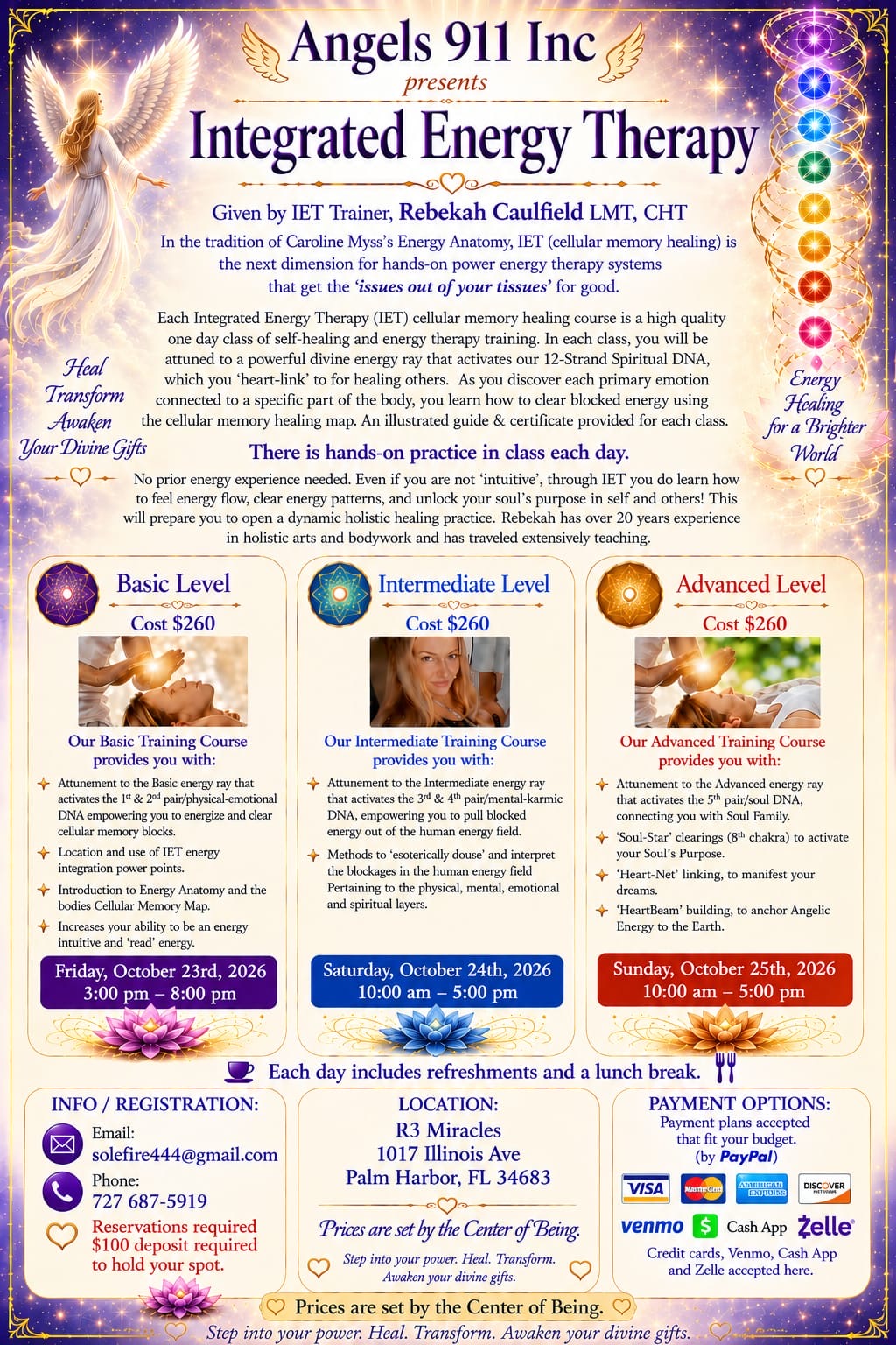 Friday, October 23, 2026: 3:00 PM–8:00 PM INTEGRATED ENERGY THERAPY®️ — BASIC LEVEL Rebekah Caulfield LMT, CHT