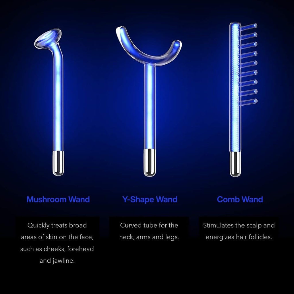 NuDerma Clinical Portable Skin Therapy Wand, Machine with 6 Fusion Neon + Argon Wands – Anti Aging - Clarifying - Skin Tightening & Radiance - Wrinkle Reducing