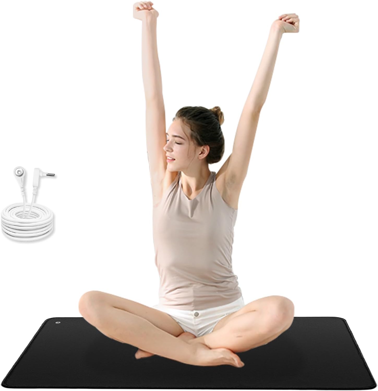 Grounding Mat for Feet,Conductive Carbon Grounding Pad for Health,Earth Connected Grounding Bed Mat with Grounding Cord(13 * 23.6inch)