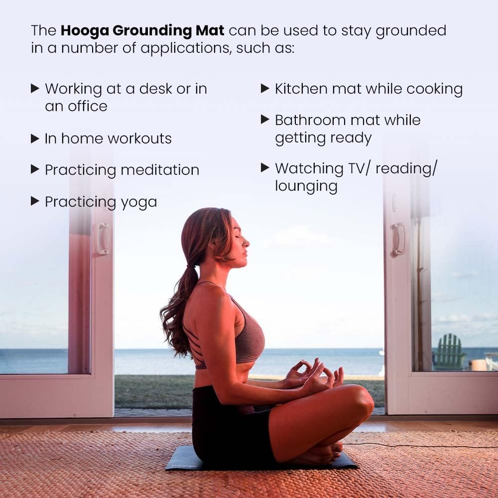 Grounding Mat for Sleep, Energy, Pain Relief, Inflammation, Balance, Wellness. Earth Connected Indoor Grounding for Home, Office, Work. 15 Foot Cord Included. Conductive Carbon