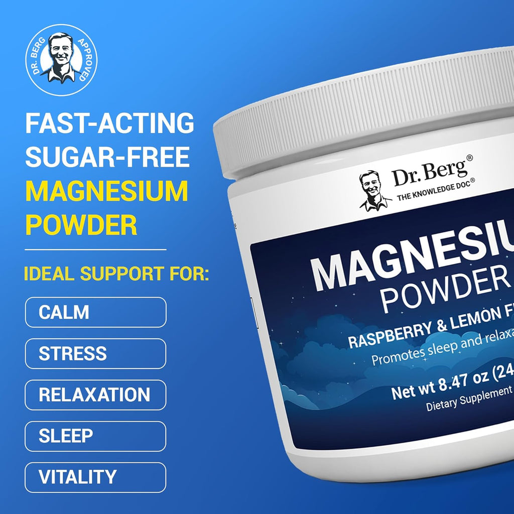 Magnesium Glycinate Powder for Sleep, Relaxation, & Stress Relief - Now Includes Vitamin D3 & Zinc - Delicious Raspberry & Lemon Flavor (50 Servings) Magnesium Powder - Magnesium Drink Powder