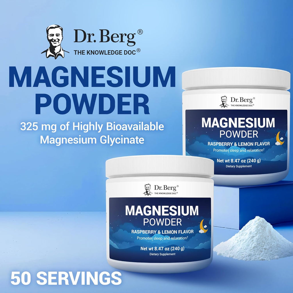 Magnesium Glycinate Powder for Sleep, Relaxation, & Stress Relief - Now Includes Vitamin D3 & Zinc - Delicious Raspberry & Lemon Flavor (50 Servings) Magnesium Powder - Magnesium Drink Powder