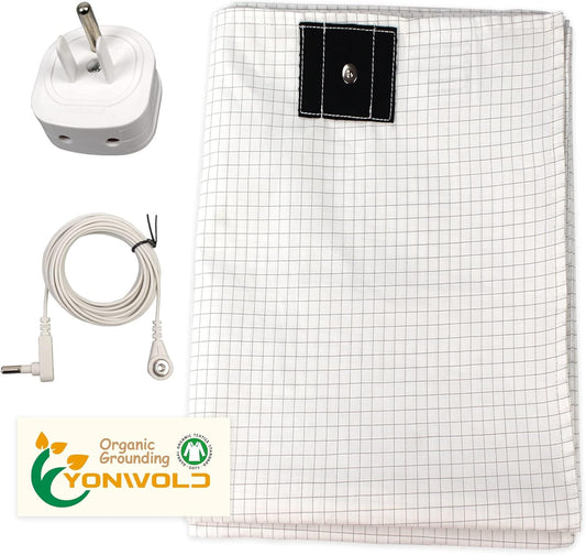 Organic Grounding Sheet 10% Silver for Bed Sleeping Therapy with Safest Ground Adapter and Connection Cord 27X52 INCH