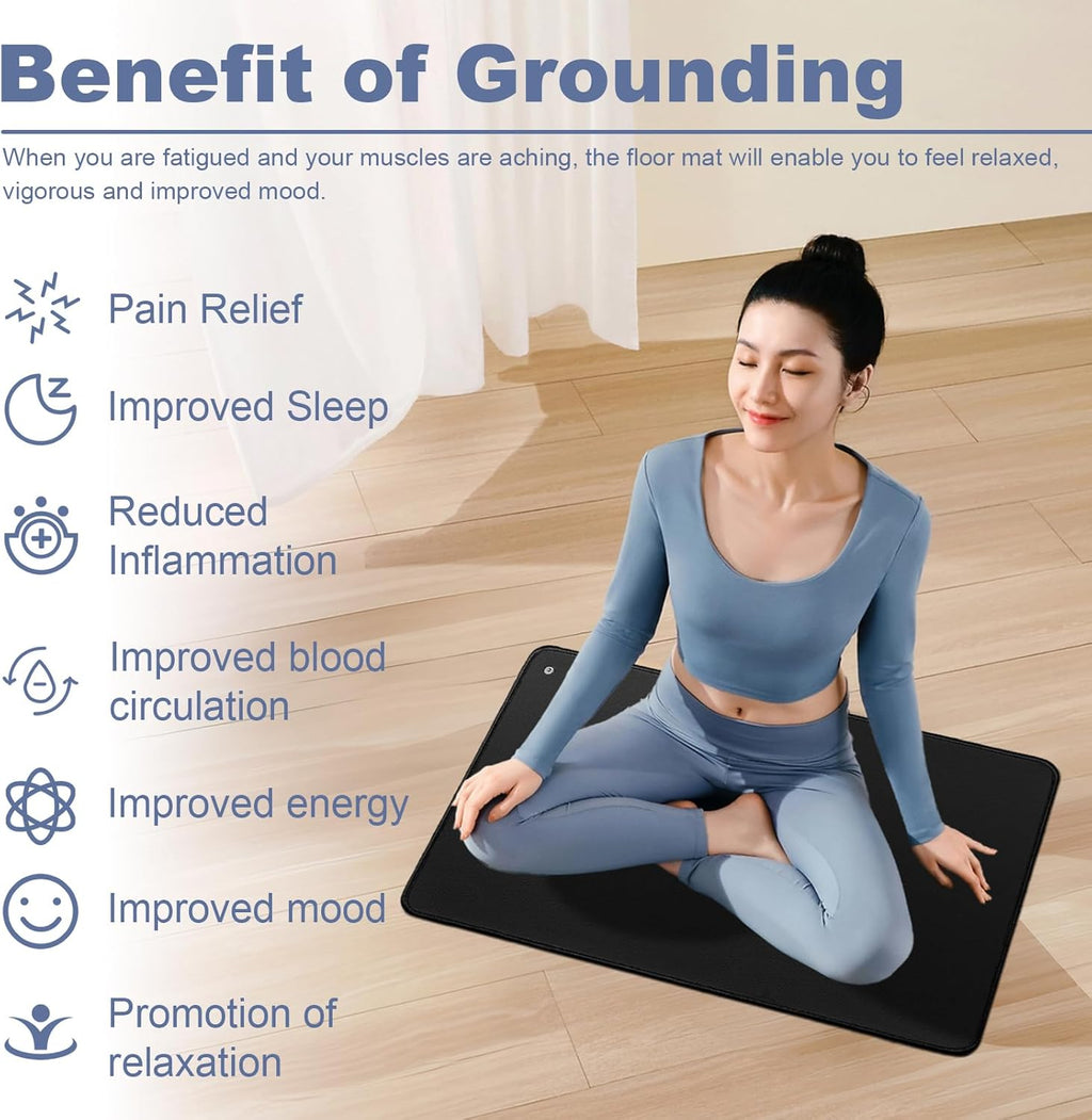 Grounding Mat for Feet,Conductive Carbon Grounding Pad for Health,Earth Connected Grounding Bed Mat with Grounding Cord(13 * 23.6inch)