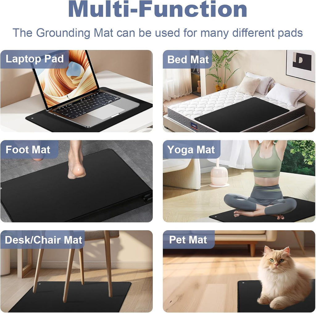 Grounding Mat for Feet,Conductive Carbon Grounding Pad for Health,Earth Connected Grounding Bed Mat with Grounding Cord(13 * 23.6inch)