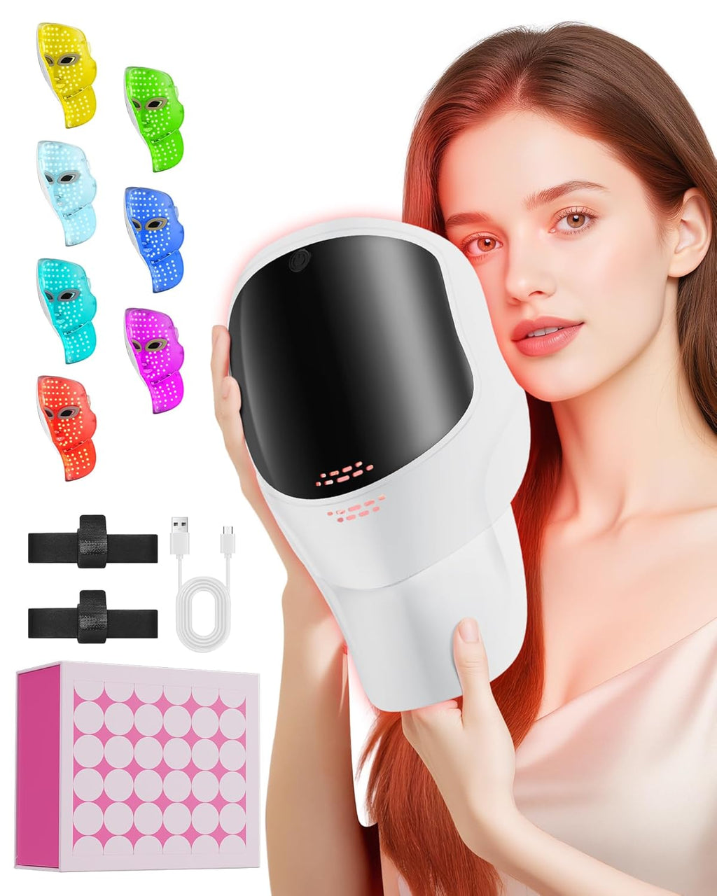 LED Light Therapy Mask Skin Care Mask, LED Red 630±5nm & NIR 830nm Wavelength for Home Use