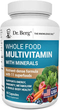 Whole Food Multivitamin with Minerals - Daily Multivitamin for Men and Women - Includes Premium Whole Food Fruits and Vegetable Blend with Folate, Alpha-lipoic Acid and More - 60 Capsules