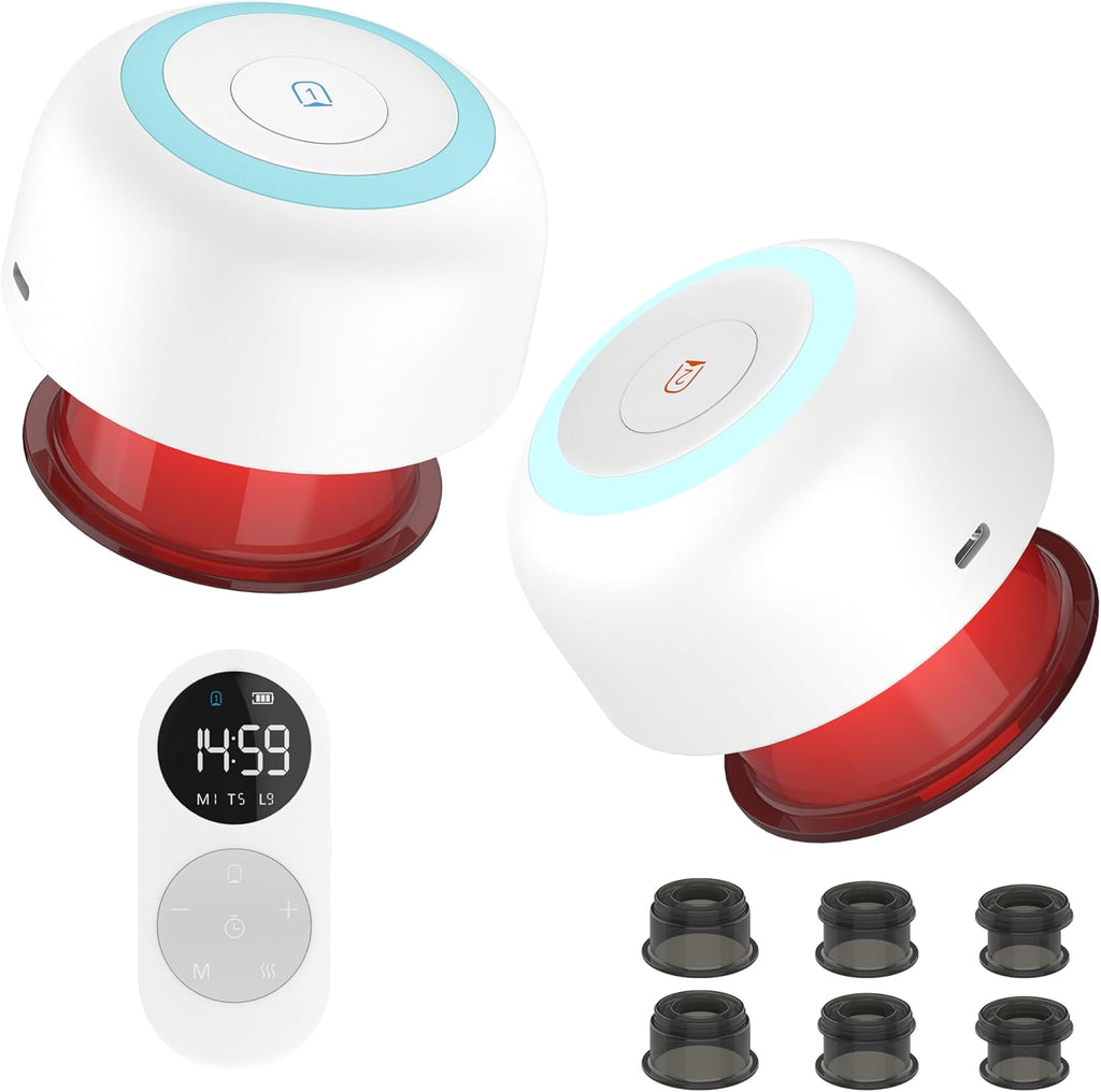 2 Pack Smart Cupping Therapy Massager, 5-in-1 Cupping Therapy Set for Pain Relief, Knots, Aches, Muscle Soreness, Electric Cupping kit for Massage Therapy with Remote Control
