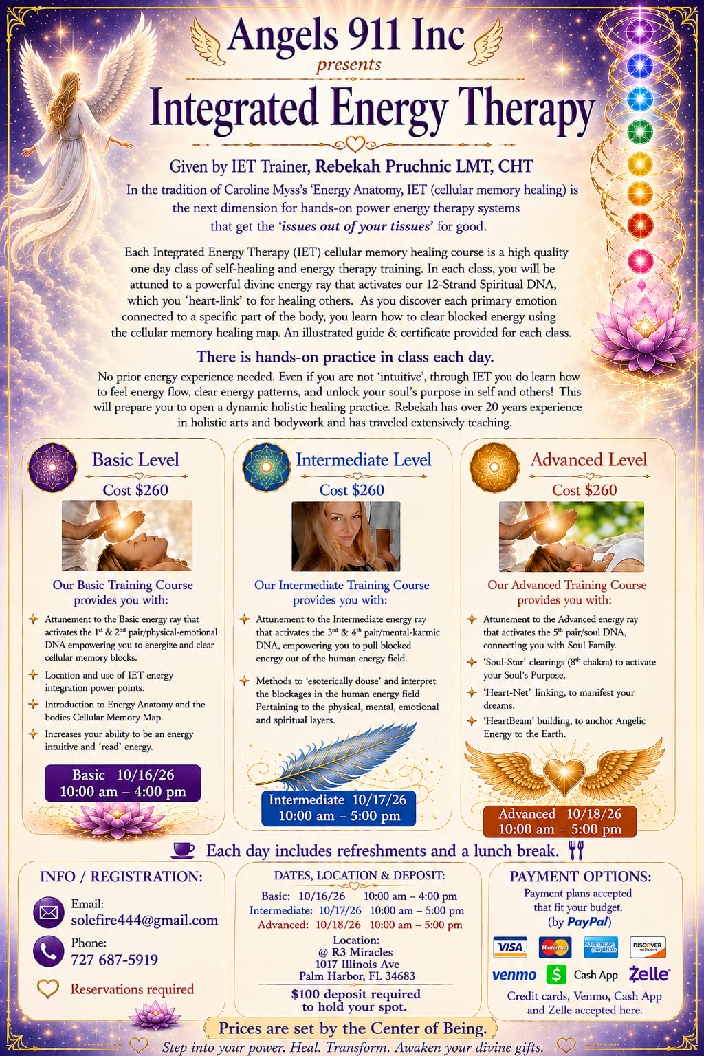 Friday, October 16, 2026: 3:00 PM–8:00 PM INTEGRATED ENERGY THERAPY®️ — BASIC LEVEL Rebekah Caulfield LMT, CHT