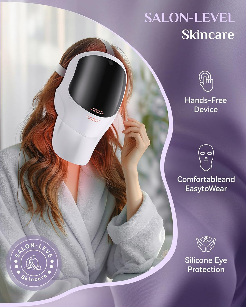 LED Light Therapy Mask Skin Care Mask, LED Red 630±5nm & NIR 830nm Wavelength for Home Use