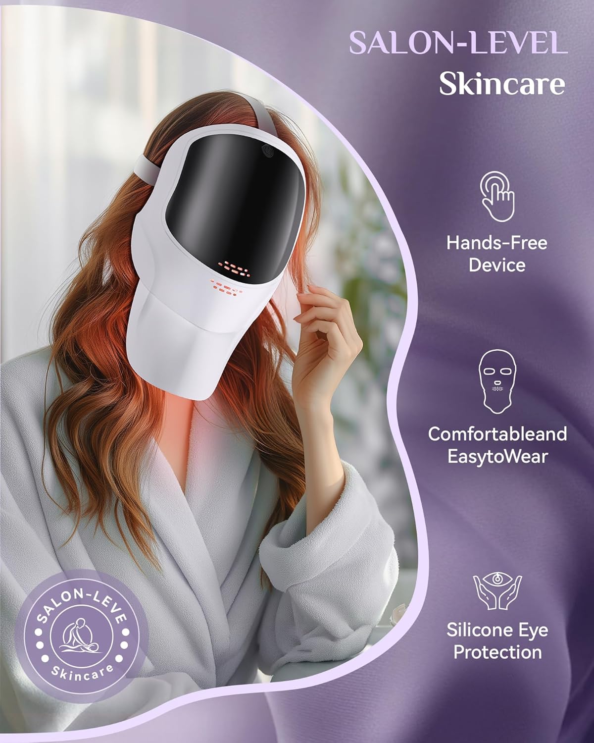 LED Light Therapy Mask Skin Care Mask, LED Red 630±5nm & NIR 830nm Wavelength for Home Use