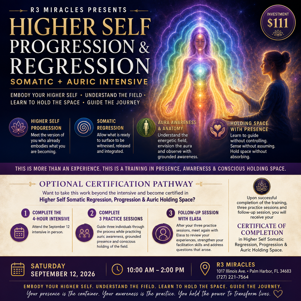 Sept 12th Saturday HIGHER SELF PROGRESSION &amp; REGRESSION Somatic + Auric Intensive