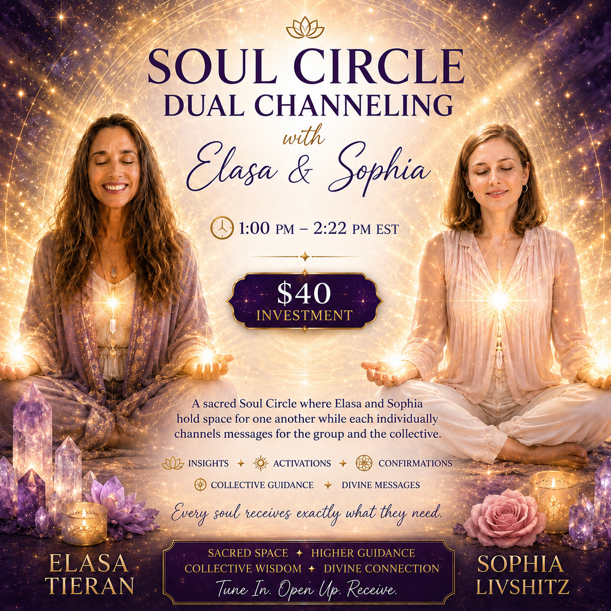 Soul Circle with Elasa & Sophia — Fridays | 1:00-2:22PM — Elasa