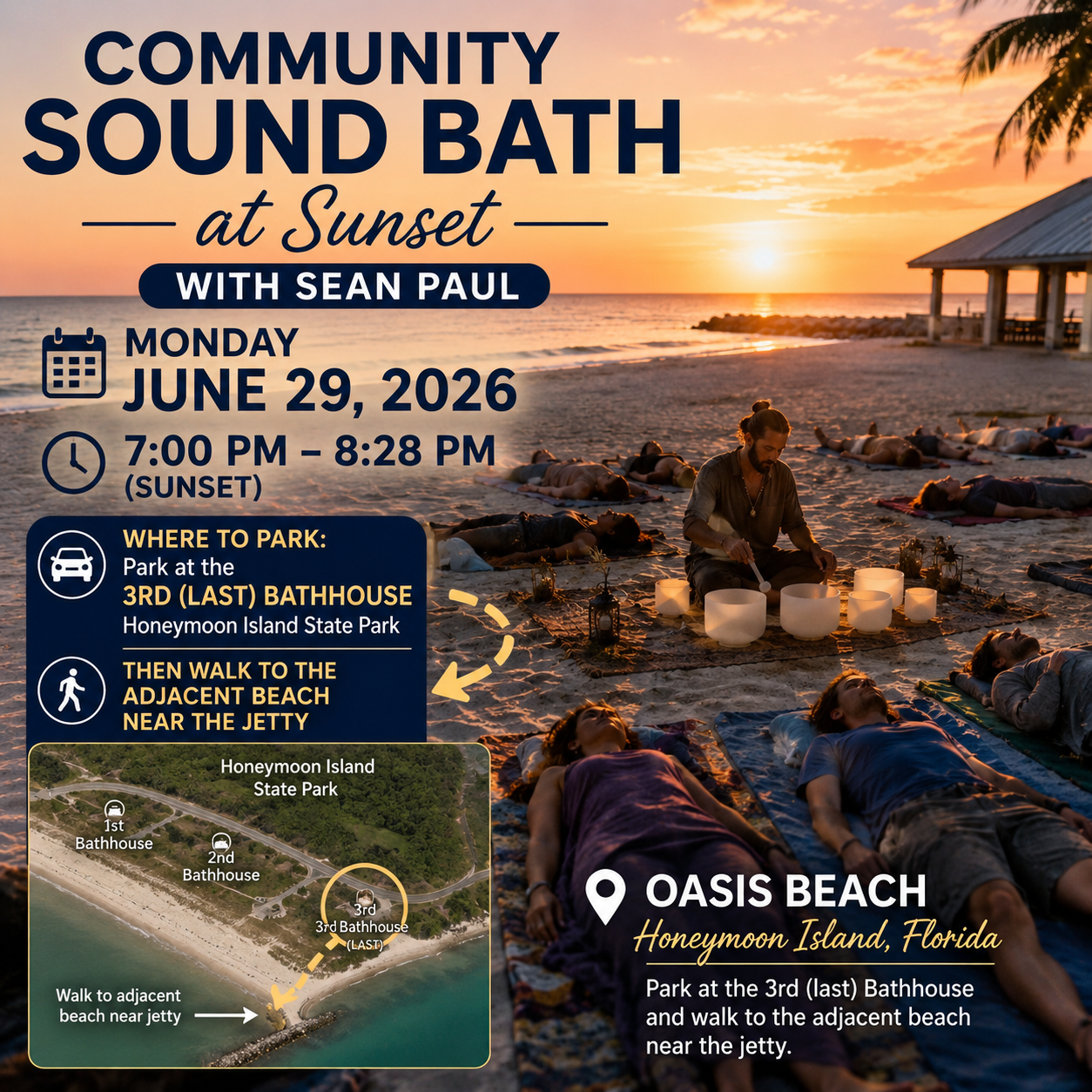 Community Sound Monday 7pm at Honeymoon island w/Sean