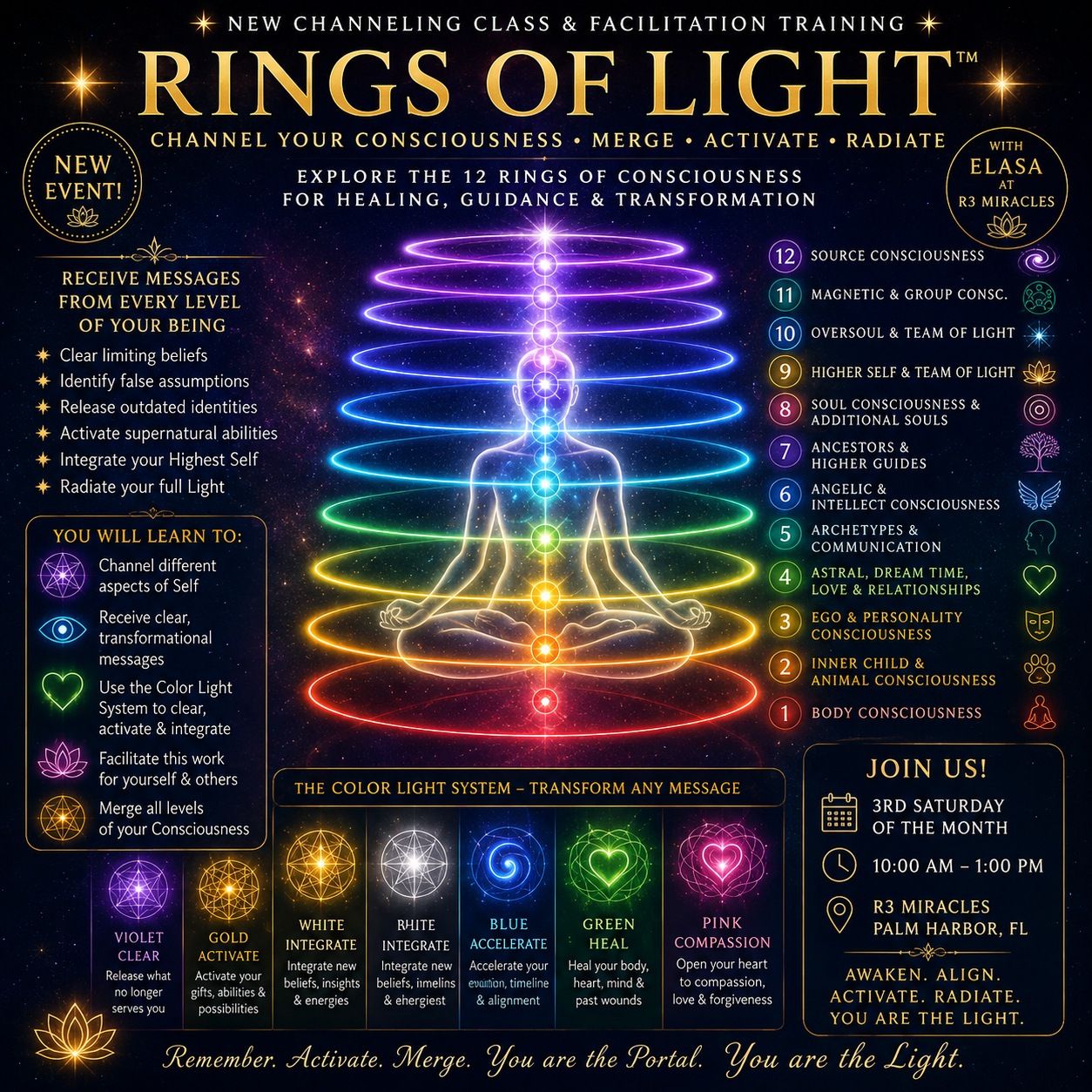 Saturday 9/26 10am-1pm Rings of Light Channeling Level 1 Course w/Elasa