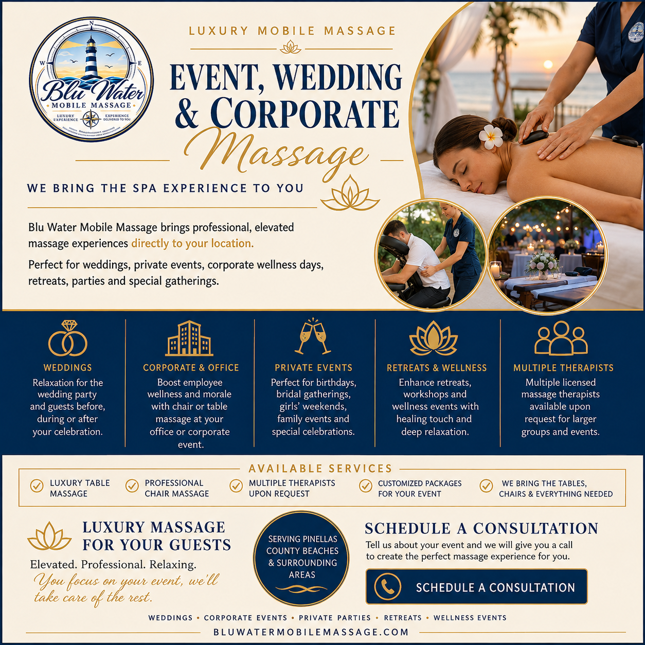 LUXURY MOBILE MASSAGE Event, Wedding Corporate Massage