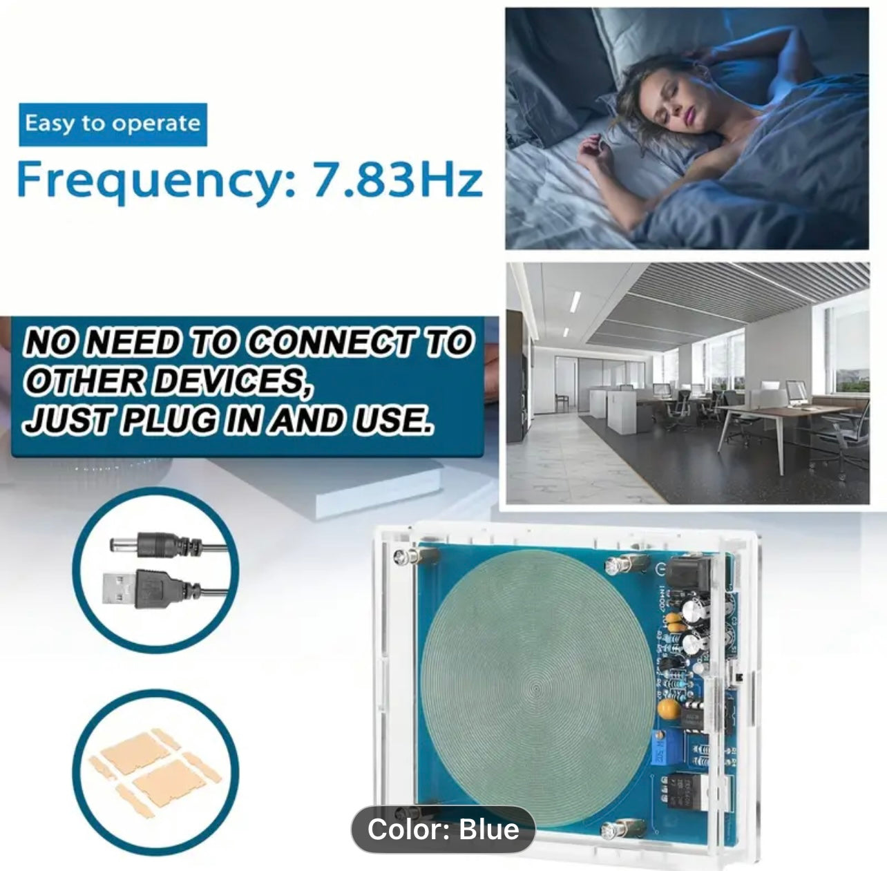 7.83 hertz Schumann Resonance Generator Ultra-low Frequency Pulse Audio Resonator USB Interface with Clear Covered Case (Blue)
