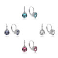 Sterling Silver Tachyonized Cubic Zirconia Flower Earrings with Lever back